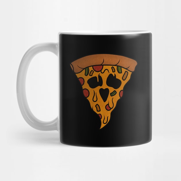 Funny Pizza Skull Face Dripping Halloween by dukito